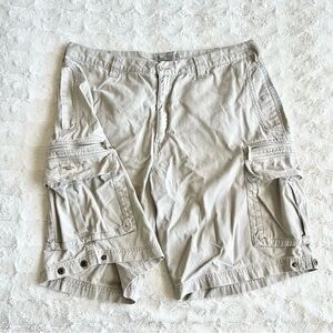 Vintage Lee Dungarees Shorts Mens 38 Beige Cargo Baggy Skate Wide Utility Loose